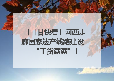 「甘快看」河西走廊国家遗产线路建设“干货满满”