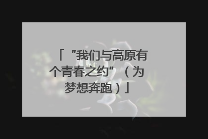 “我们与高原有个青春之约”（为梦想奔跑）
