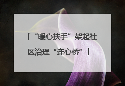 “暖心扶手”架起社区治理“连心桥”