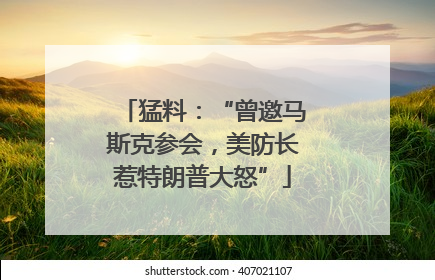 猛料：“曾邀马斯克参会，美防长惹特朗普大怒”