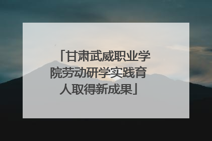 甘肃武威职业学院劳动研学实践育人取得新成果