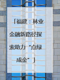 福建：林业金融新路径探索助力“点绿成金”