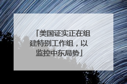 美国证实正在组建特别工作组，以监控中东局势