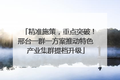精准施策，重点突破！邢台一群一方案推动特色产业集群提档升级