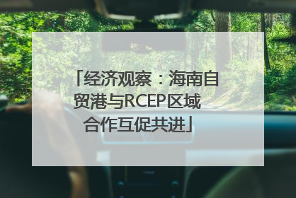 经济观察：海南自贸港与RCEP区域合作互促共进
