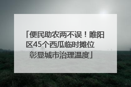便民助农两不误！睢阳区45个西瓜临时摊位 彰显城市治理温度
