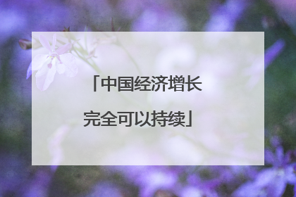中国经济增长完全可以持续