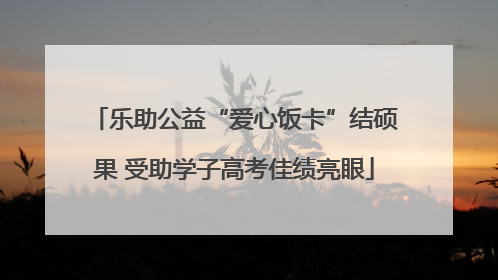 乐助公益“爱心饭卡”结硕果 受助学子高考佳绩亮眼