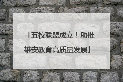 五校联盟成立！助推雄安教育高质量发展
