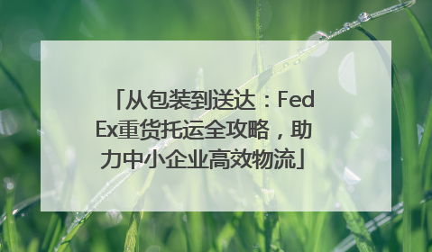 从包装到送达：FedEx重货托运全攻略，助力中小企业高效物流