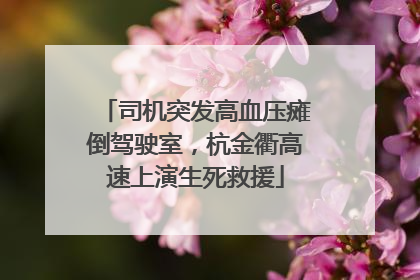 司机突发高血压瘫倒驾驶室，杭金衢高速上演生死救援