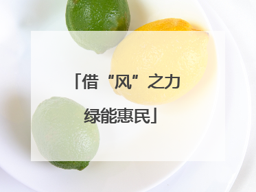借“风”之力 绿能惠民