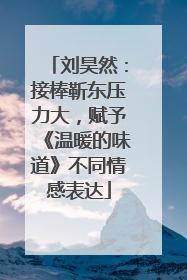 刘昊然：接棒靳东压力大，赋予《温暖的味道》不同情感表达