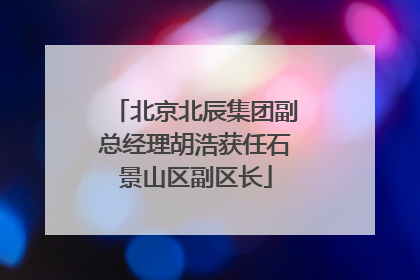 北京北辰集团副总经理胡浩获任石景山区副区长