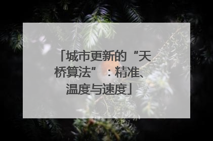 城市更新的“天桥算法”：精准、温度与速度