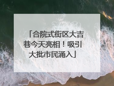 合院式街区大吉巷今天亮相！吸引大批市民涌入