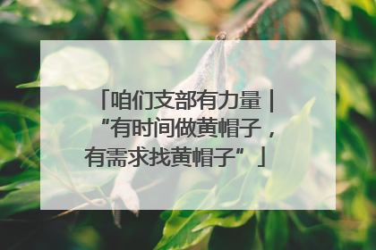 咱们支部有力量｜“有时间做黄帽子，有需求找黄帽子”