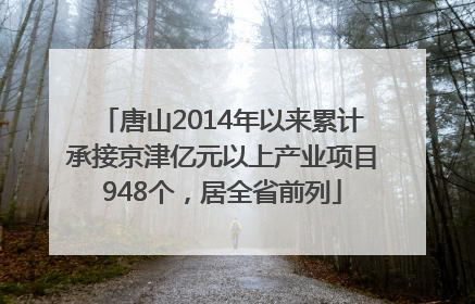 唐山2014年以来累计承接京津亿元以上产业项目948个，居全省前列