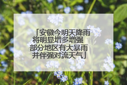 安徽今明天降雨将明显增多增强 部分地区有大暴雨并伴强对流天气