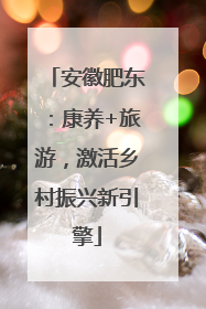 安徽肥东：康养+旅游，激活乡村振兴新引擎