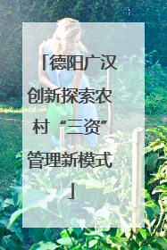 德阳广汉创新探索农村“三资”管理新模式