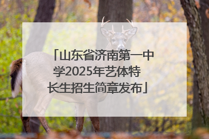山东省济南第一中学2025年艺体特长生招生简章发布