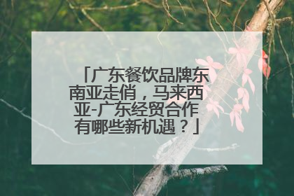 广东餐饮品牌东南亚走俏，马来西亚-广东经贸合作有哪些新机遇？