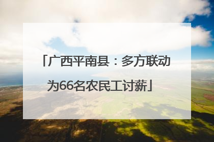 广西平南县：多方联动为66名农民工讨薪