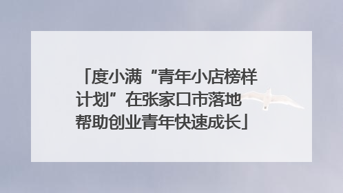 度小满“青年小店榜样计划”在张家口市落地 帮助创业青年快速成长