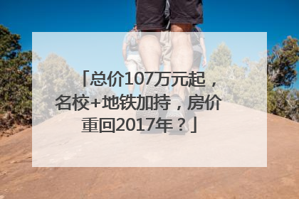 总价107万元起，名校+地铁加持，房价重回2017年？