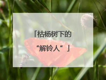 枯杨树下的“解铃人”