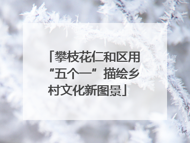 攀枝花仁和区用“五个一”描绘乡村文化新图景