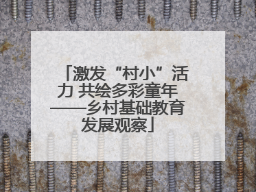 激发“村小”活力 共绘多彩童年——乡村基础教育发展观察