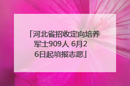 河北省招收定向培养军士909人 6月26日起填报志愿