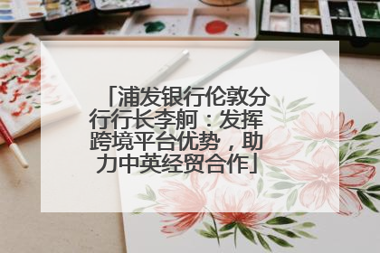 浦发银行伦敦分行行长李舸：发挥跨境平台优势，助力中英经贸合作