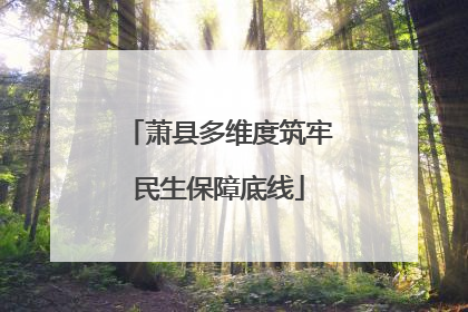 萧县多维度筑牢民生保障底线