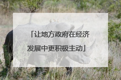 让地方政府在经济发展中更积极主动