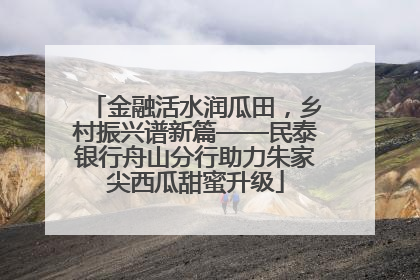 金融活水润瓜田，乡村振兴谱新篇——民泰银行舟山分行助力朱家尖西瓜甜蜜升级