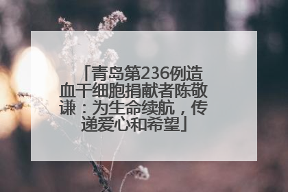 青岛第236例造血干细胞捐献者陈敬谦：为生命续航，传递爱心和希望