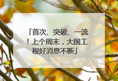 首次、突破、一流！上个周末，大国工程好消息不断