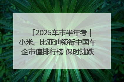 2025车市半年考｜小米、比亚迪领衔中国车企市值排行榜 保时捷跌出全球TOP10