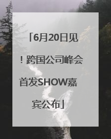 6月20日见！跨国公司峰会首发SHOW嘉宾公布