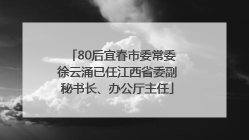80后宜春市委常委徐云涌已任江西省委副秘书长、办公厅主任